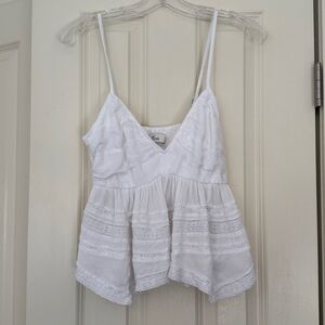 Hollister White Smocked V-Neck Top